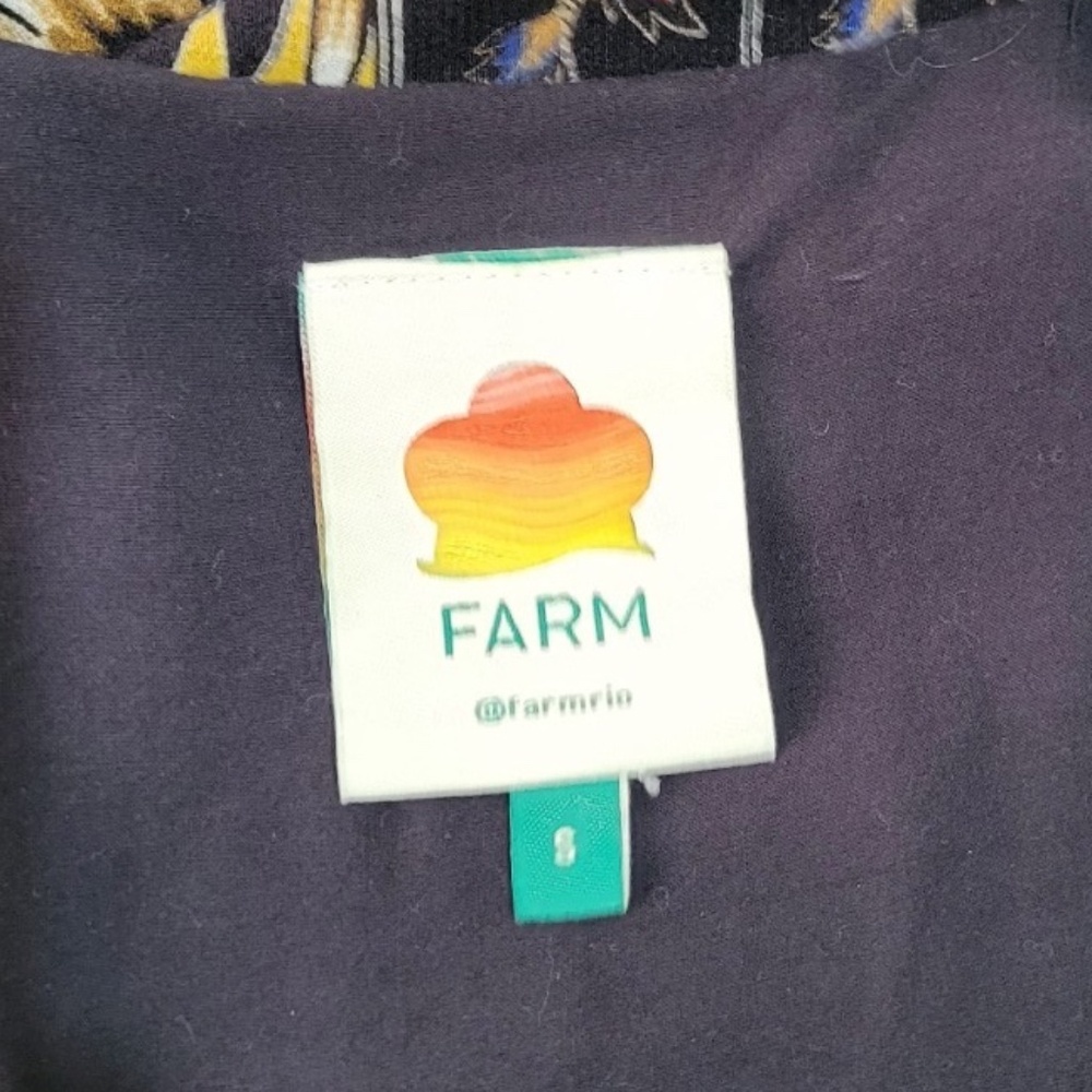 Farm Rio Maxi Floral Print Crepe Wrap Mini Dress in Black Multi - Picture 14 of 14